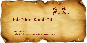 Héder Karád névjegykártya